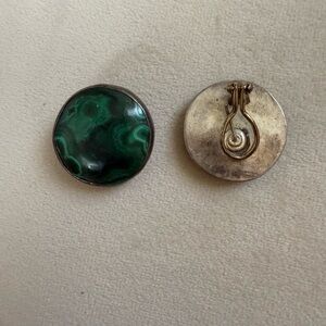 Elegant Green and Silver Clip-On Earrings